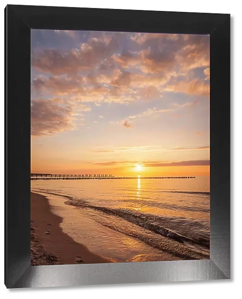 Sunset at Zingst Beach, Mecklenburg-Western Pomerania, Baltic Sea, North Germany, Germany