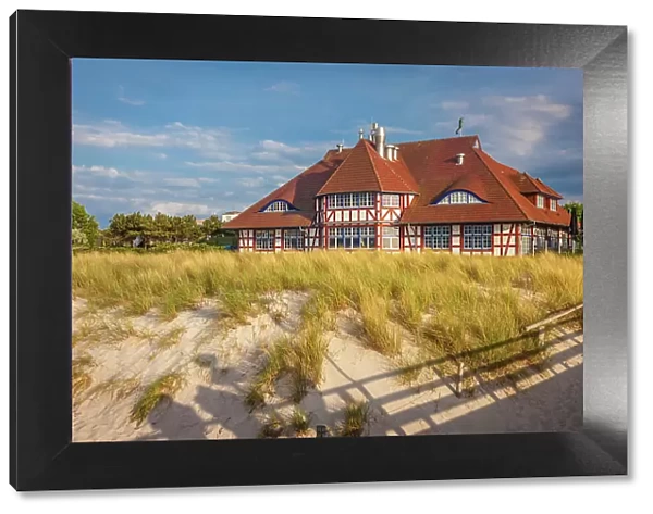 Half-timbered Kurhaus in the dunes in Zingst, Mecklenburg-Western Pomerania, Baltic Sea, North Germany, Germany