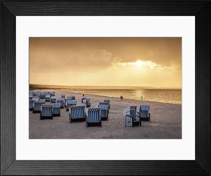 Framed Print : Beach chairs with storm clouds at sunset in Prerow, Mecklenburg-Western Pomerania, Baltic Sea, North Germany, Germany Framed Print : Beach chairs with storm clouds at sunset in Prerow, Mecklenburg-Western Pomerania, Baltic Sea, North Germany, Germany