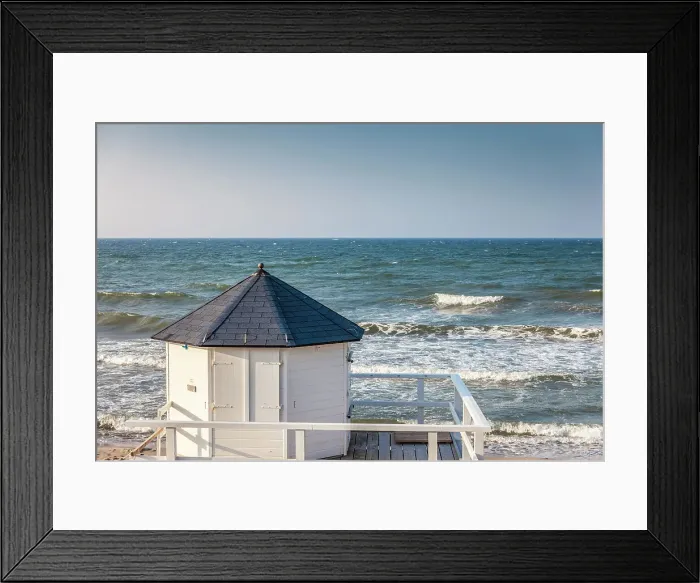 Framed Print : Coast and beach hut in Kuehlungsborn, Mecklenburg-West Pomerania, Baltic Sea, North Germany, Germany