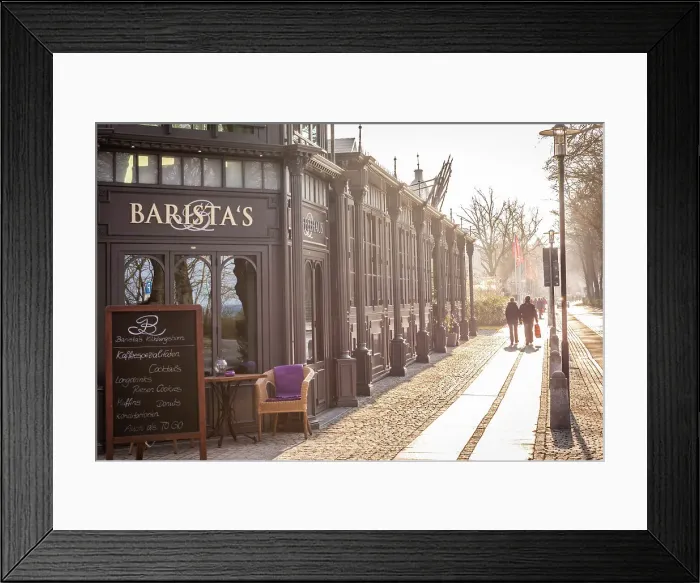 Framed Print : Coffee house on the promenade in Kuehlungsborn, Mecklenburg-West Pomerania, Baltic Sea, North Germany, Germany Framed Print : Coffee house on the promenade in Kuehlungsborn, Mecklenburg-West Pomerania, Baltic Sea, North Germany, Germany