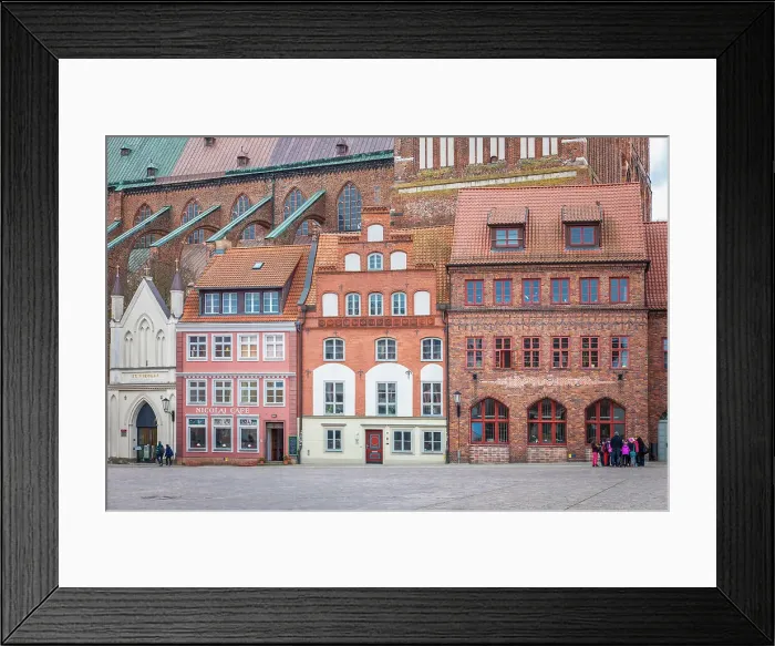 Framed Print : Historic houses on the Alter Markt, in the background the Nikolaikirche, Stralsund, Mecklenburg-West Pomerania, Baltic Sea, Northern Germany, Germany