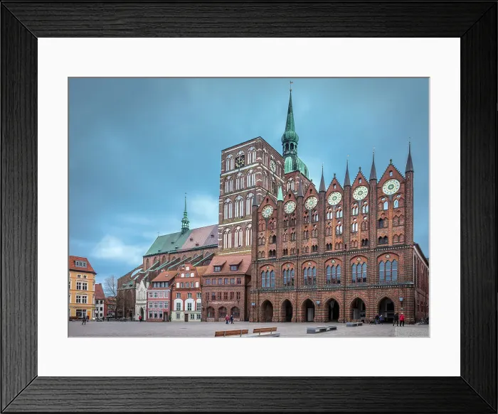 Framed Print : Nikolaikirche and town hall at the Alter Markt in Stralsund, Mecklenburg-West Pomerania, Baltic Sea, North Germany, Germany