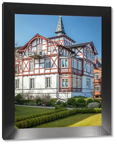 Historic half-timbered villa on the waterfront in Binz on Ruegen, Mecklenburg-Western Pomerania, Baltic Sea, North Germany, Germany