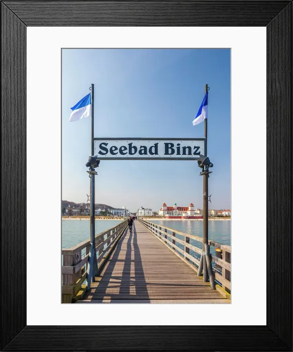 Framed Print : Binz pier on the island of Rugen with a view of the city, Mecklenburg-Western Pomerania, Baltic Sea, Northern Germany, Germany Framed Print : Binz pier on the island of Rugen with a view of the city, Mecklenburg-Western Pomerania, Baltic Sea, Northern Germany, Germany