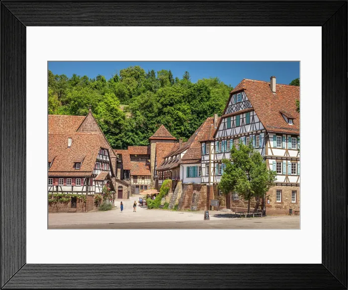 Framed Print : Half-timbered ensemble in the monastery courtyard of Maulbronn, Baden-Wurttemberg, Germany Framed Print : Half-timbered ensemble in the monastery courtyard of Maulbronn, Baden-Wurttemberg, Germany