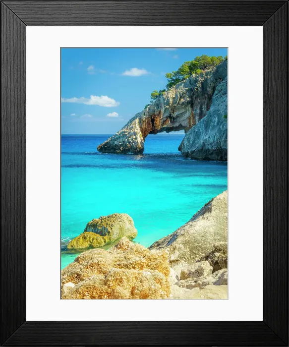 Framed Print : Europe, Italy, Sardinia. Cala Goloritze, the beach and the arch Framed Print : Europe, Italy, Sardinia. Cala Goloritze, the beach and the arch