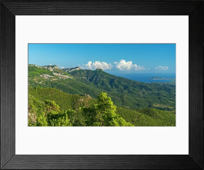 Framed Print : Europe, Italy, Sardinia. View towards the village of Baunei and the coast Framed Print : Europe, Italy, Sardinia. View towards the village of Baunei and the coast