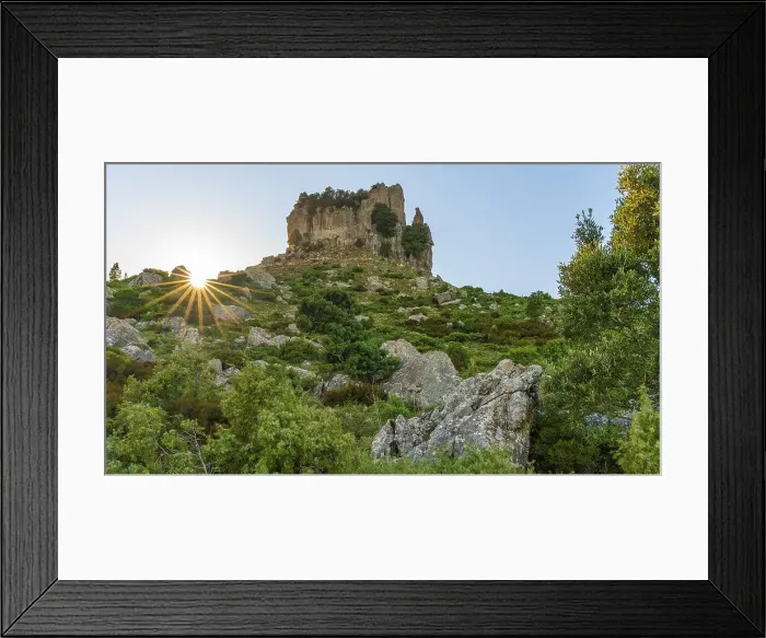 Framed Print : Europe, Italy, Sardinia. Sunset next to the rock formation of Perda e Liana