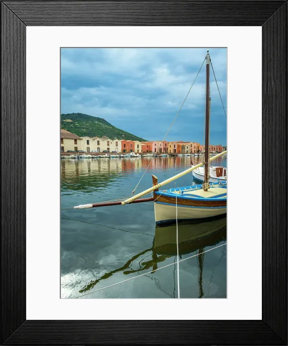Framed Print : Europe, Italy, Sardinia. A traditional sailingboat anchoring on the banks of River Temo in Bosa Framed Print : Europe, Italy, Sardinia. A traditional sailingboat anchoring on the banks of River Temo in Bosa