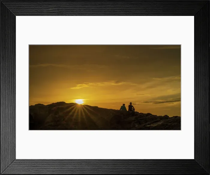 Framed Print : Europe, Italy, Sardinia. Sunset on a rock near to the beach Is Arutas