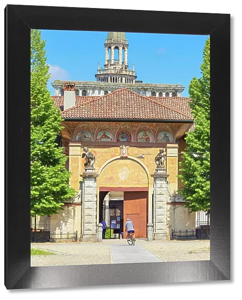 Abbey church entrance, Certosa di Pavia monastery, Certosa di Pavia, Lombardy, Italy