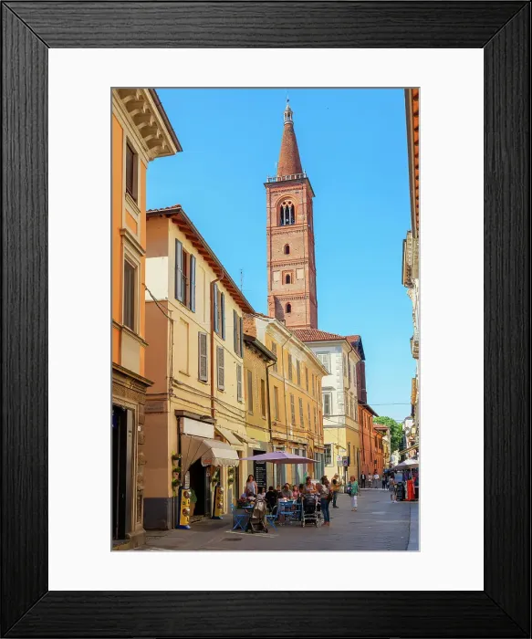 Framed Print : Old town street leading to Santa Maria del Carmine church, Pavia, Lombardy, Italy Framed Print : Old town street leading to Santa Maria del Carmine church, Pavia, Lombardy, Italy