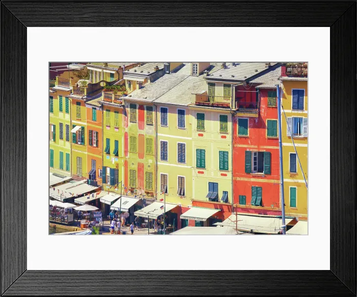 Framed Print : Seafront historic district houses, Portofino, Liguria, Italy