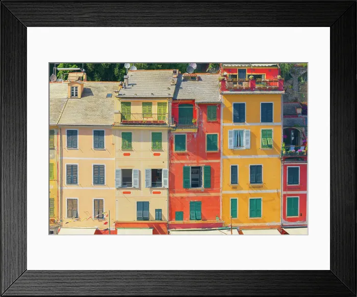 Framed Print : Traditional houses facade, Portofino, Liguria, Italy Framed Print : Traditional houses facade, Portofino, Liguria, Italy