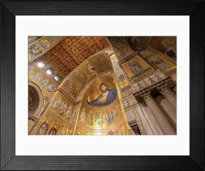 Framed Print : Italy, Sicily, Palermo, Monreale, Monreale Cathedral interior, Christ Pantocrator