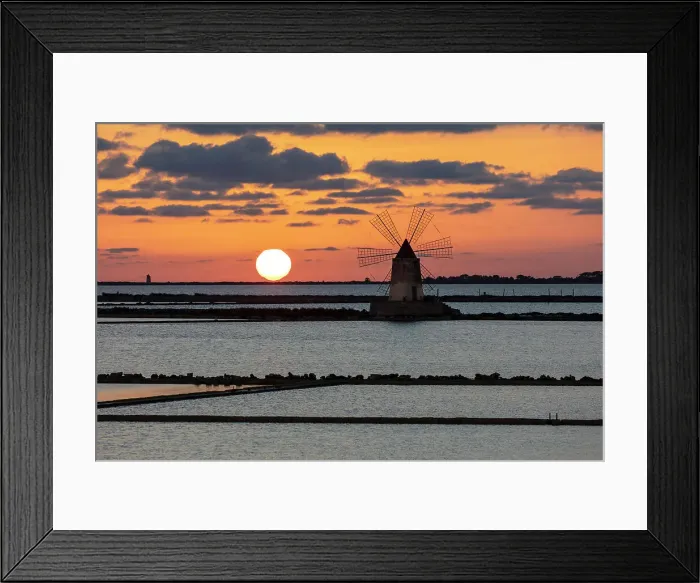 Framed Print : Italy, Sicily, Trapani, Marsala, a windmill on the salt pans Framed Print : Italy, Sicily, Trapani, Marsala, a windmill on the salt pans