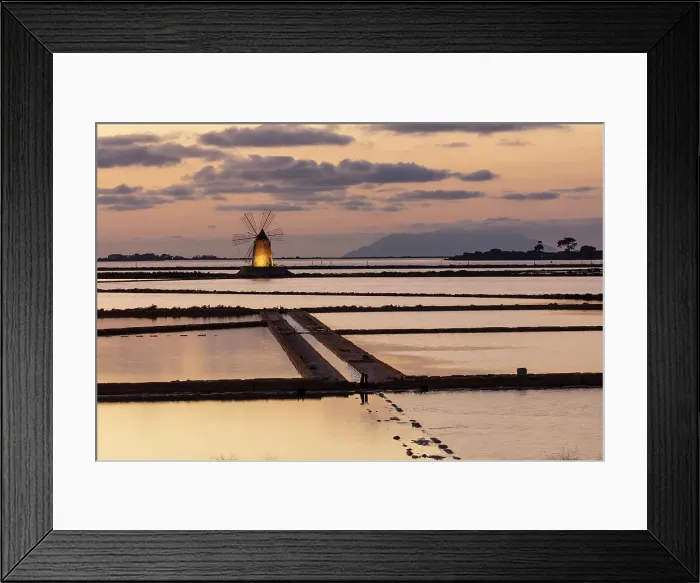 Framed Print : Italy, Sicily, Trapani, Marsala, a windmill on the salt pans Framed Print : Italy, Sicily, Trapani, Marsala, a windmill on the salt pans