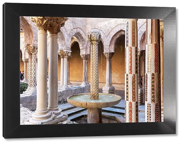 Italy, Sicily, Palermo, Monreale, Monreale Cathedral, the cloister of the Benedictine Abbey