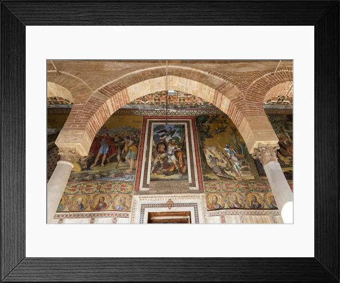 Framed Print : Italy, Sicily, Palermo, Palazzo dei normanni (Palace of the normans), Capella Palatina (Palatine chapel), exterior painting under colonades Framed Print : Italy, Sicily, Palermo, Palazzo dei normanni (Palace of the normans), Capella Palatina (Palatine chapel), exterior painting under colonades