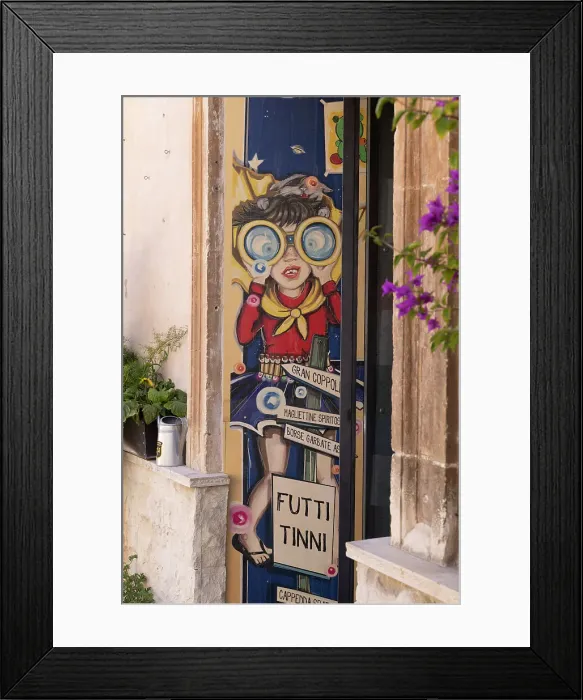 Framed Print : Italy, Sicily, Ragusa, an amusing sign outside an ice cream shop Framed Print : Italy, Sicily, Ragusa, an amusing sign outside an ice cream shop