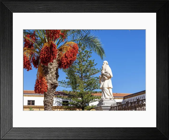 Framed Print : Italy, Sicily, Cefalu, statue of a bishop in front of Cefalu cathedral Framed Print : Italy, Sicily, Cefalu, statue of a bishop in front of Cefalu cathedral