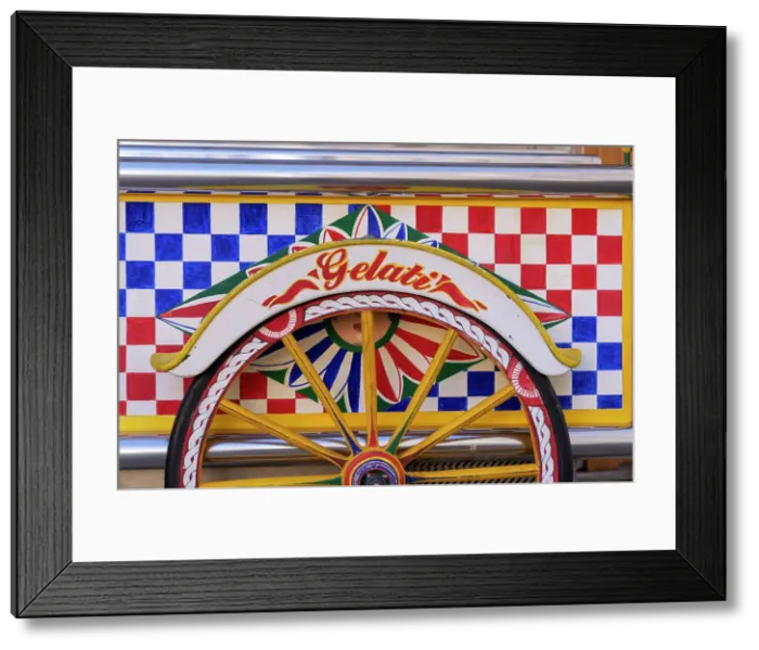 Framed Print : Italy, Sicily, Ragusa, a decorated cart selling ice cream (gelati) Framed Print : Italy, Sicily, Ragusa, a decorated cart selling ice cream (gelati)