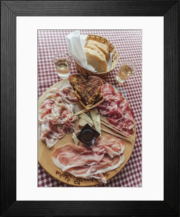 Framed Print : Italy, Friuli Venezia Giulia. A plate with cold cuts at a typical Osmiza - a temporary tavern Framed Print : Italy, Friuli Venezia Giulia. A plate with cold cuts at a typical Osmiza - a temporary tavern