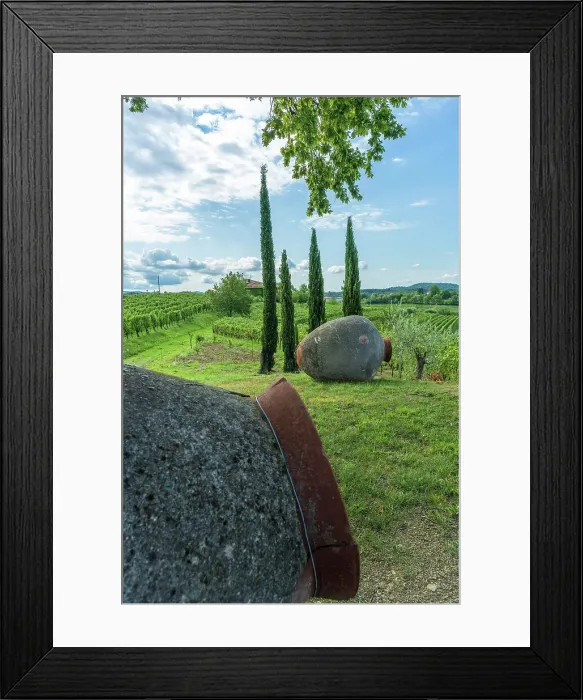 Framed Print : Italy, Friuli Venezia Giulia. Amphorae symbolizing the Ribolla gialla wine from Oslavia Framed Print : Italy, Friuli Venezia Giulia. Amphorae symbolizing the Ribolla gialla wine from Oslavia