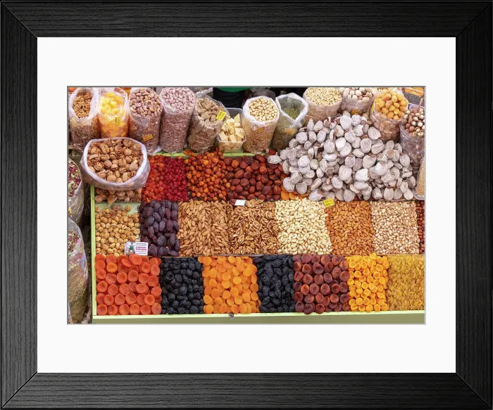 Framed Print : Kazakhstan, Almaty, Zelionyj Bazar (Green Bazaar), nuts Framed Print : Kazakhstan, Almaty, Zelionyj Bazar (Green Bazaar), nuts