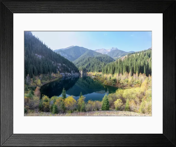 Framed Print : Kazakhstan, Kolsay lakes National park, lake Kaindy in the autumn