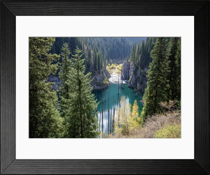 Framed Print : Kazakhstan, Kolsay lakes National park, lake Kaindy in the autumn Framed Print : Kazakhstan, Kolsay lakes National park, lake Kaindy in the autumn