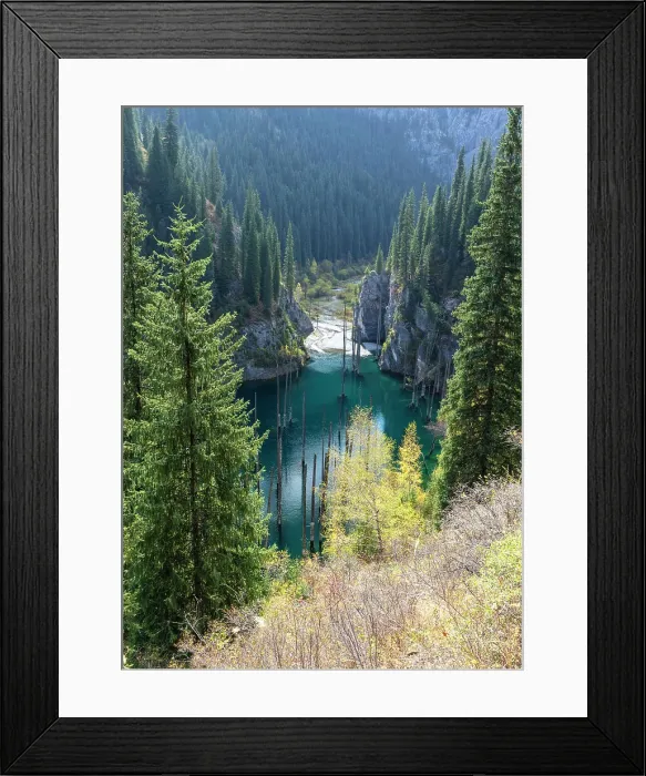 Framed Print : Kazakhstan, Kolsay lakes National park, lake Kaindy in the autumn Framed Print : Kazakhstan, Kolsay lakes National park, lake Kaindy in the autumn
