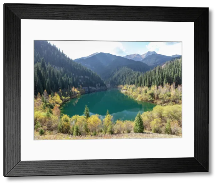 Framed Print : Kazakhstan, Kolsay lakes National park, lake Kaindy in the autumn Framed Print : Kazakhstan, Kolsay lakes National park, lake Kaindy in the autumn