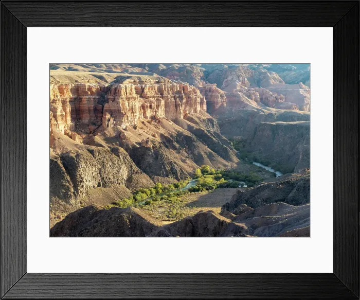 Framed Print : Kazakhstan, Charyn Canyon, the river Charyn flows through the canyon