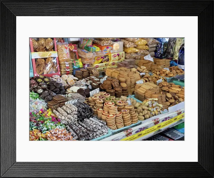 Framed Print : Kyrgyzstan, Bishkek, Osh bazaar, biscuits (cookies) for sale