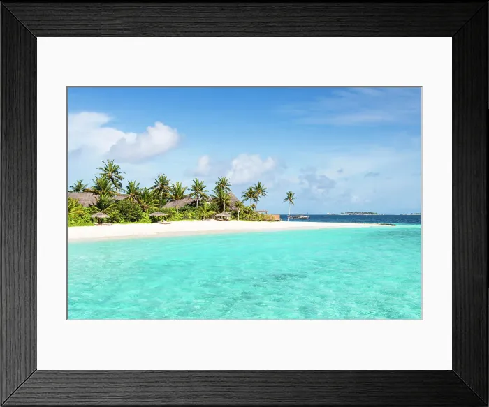 Framed Print : Beach on a tropical island in Baa Atoll, Maldives