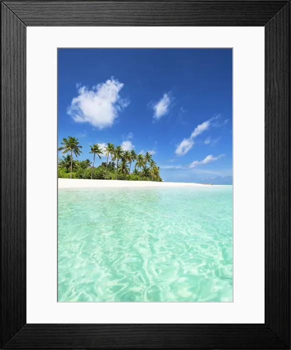 Framed Print : Beach on a tropical island, Baa Atoll, Maldives Framed Print : Beach on a tropical island, Baa Atoll, Maldives