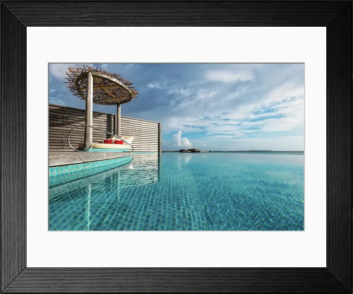 Framed Print : Overwater villa infinity pool reflections, Baa Atoll, Maldives Framed Print : Overwater villa infinity pool reflections, Baa Atoll, Maldives