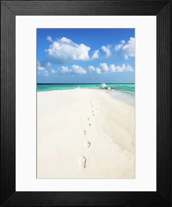 Framed Print : Footsteps on a sandbank, Baa Atoll, Maldives Framed Print : Footsteps on a sandbank, Baa Atoll, Maldives