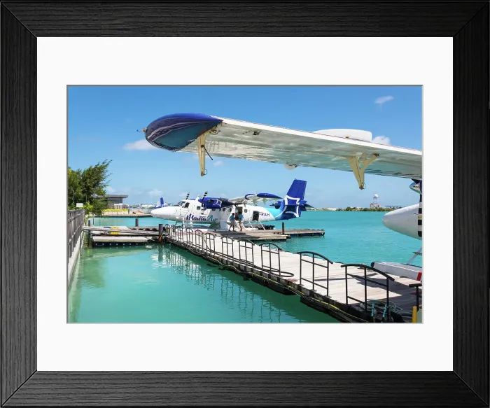 Framed Print : A seaplane of the Manta Air, a Maldivian domestic airline, Maldives Framed Print : A seaplane of the Manta Air, a Maldivian domestic airline, Maldives