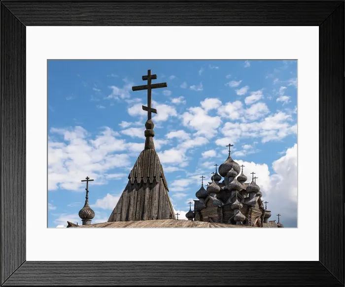 Framed Print : Domes and crosses of the Church of Intercession (Pokrovskaya Church), built in full accordance with the technologies of the 18th century, from wood without the use of nails, near Saint Petersburg, Russia Framed Print : Domes and crosses of the Church of Intercession (Pokrovskaya Church), built in full accordance with the technologies of the 18th century, from wood without the use of nails, near Saint Petersburg, Russia