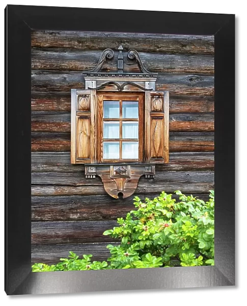 A handmade decorated window in Bogoslovka, near Saint Petersburg, Russia