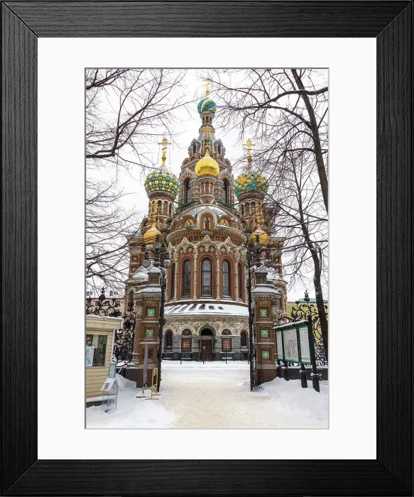 Framed Print : Cathedral Savior on the Spilled Blood (Khram Spasa na Krovi) as seen through the gates of the Mikhailovsky Garden (Mikhailovsky Sad), Saint Petersburg, Russia