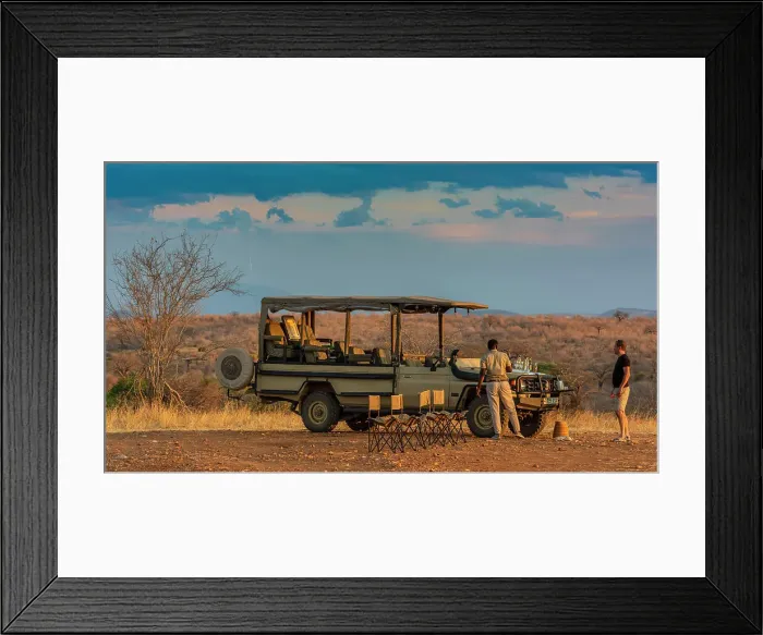 Framed Print : Africa, Tanzania, Ruaha National Park. Sundowner in a beautiful scenery Framed Print : Africa, Tanzania, Ruaha National Park. Sundowner in a beautiful scenery