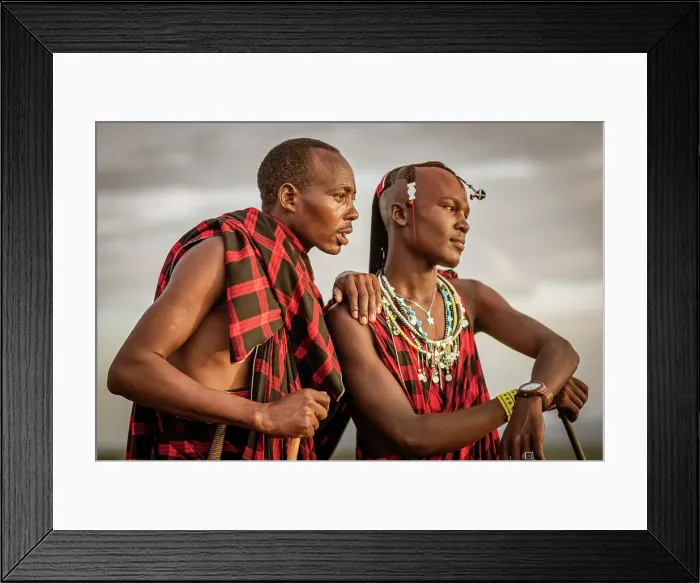 Framed Print : Africa, Tanzania, Manyara Region. Two Msai men