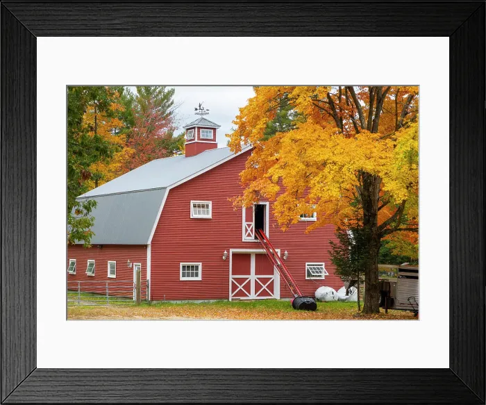Framed Print : Red barn in fall, Maine, New England, USA Framed Print : Red barn in fall, Maine, New England, USA