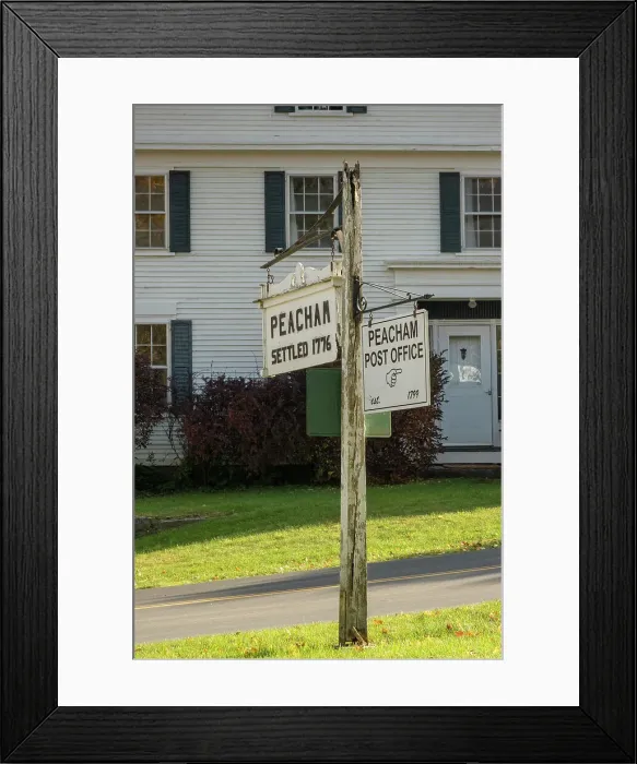 Framed Print : Signpost in the village of Peacham, Vermont, USA Framed Print : Signpost in the village of Peacham, Vermont, USA