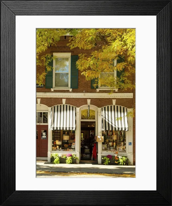 Framed Print : Shop in the centre of Woodstock, Vermont, USA