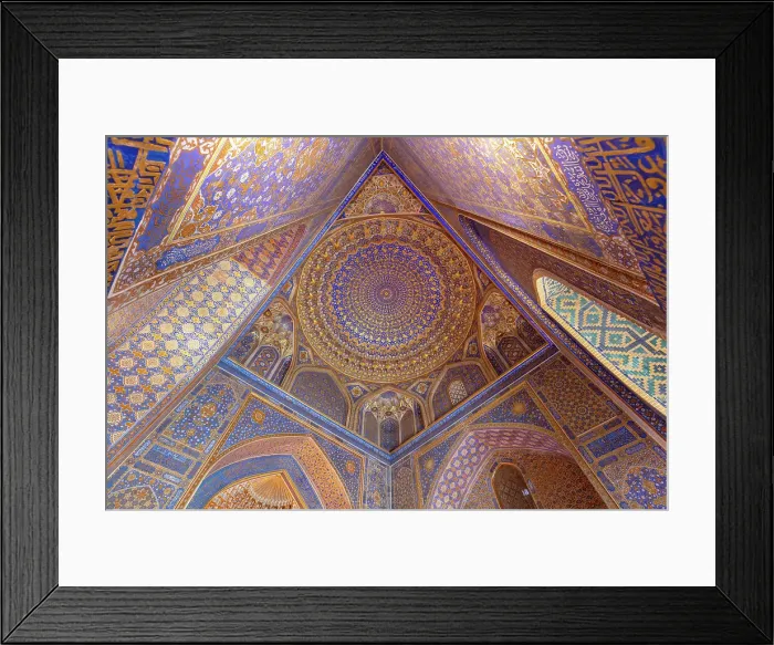 Framed Print : Uzbekistan, Samarkand, Registan square, decorative interior of the Ulugh Beg madrassah Framed Print : Uzbekistan, Samarkand, Registan square, decorative interior of the Ulugh Beg madrassah